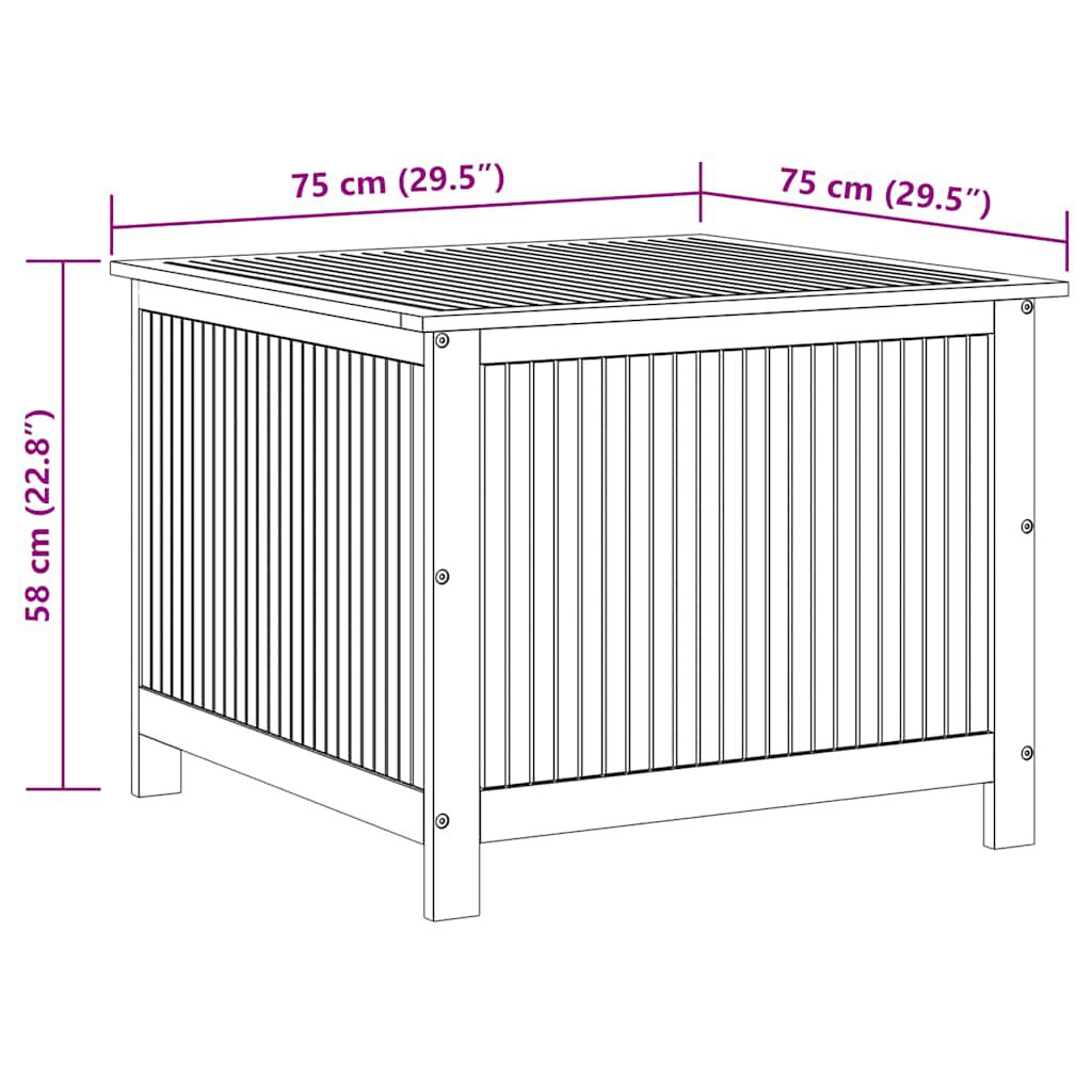 vidaXL Μπαούλο Αποθήκευσης Κήπου 75x75x58 εκ. από Μασίφ Ξύλο Ακακίας