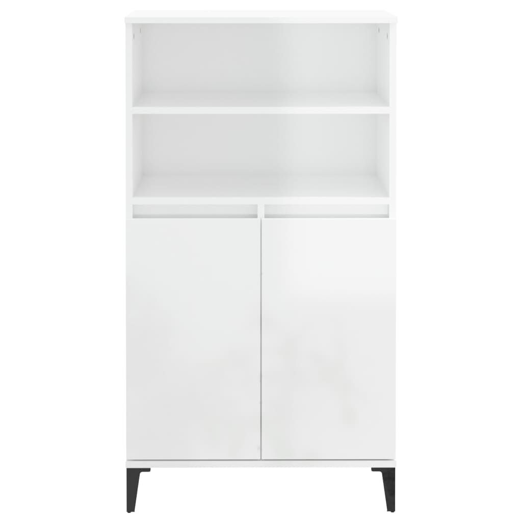vidaXL Ντουλάπι Γυαλ. Λευκό 60 x 36 x 110 εκ. από Επεξεργασμένο Ξύλο