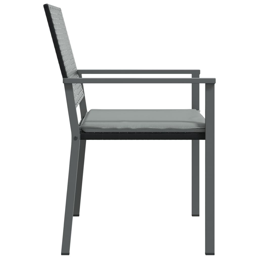 vidaXL Καρέκλες Κήπου 6 τεμ. Μαύρο 54x62,5x89 εκ Συνθ. Ρατάν&Μαξιλάρια
