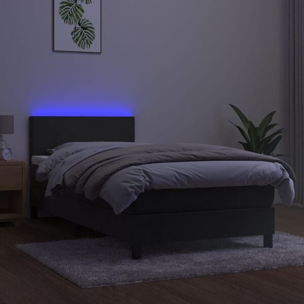 vidaXL &Kappa;&rho;&epsilon;&beta;ά&tau;&iota; Boxspring &mu;&epsilon; &Sigma;&tau;&rho;ώ&mu;&alpha; & LED &Sigma;&kappa;. &Gamma;&kappa;&rho;&iota; 90x190 &epsilon;&kappa;. &Beta;&epsilon;&lambda;&omicron;ύ&delta;&iota;&nu;&omicron;