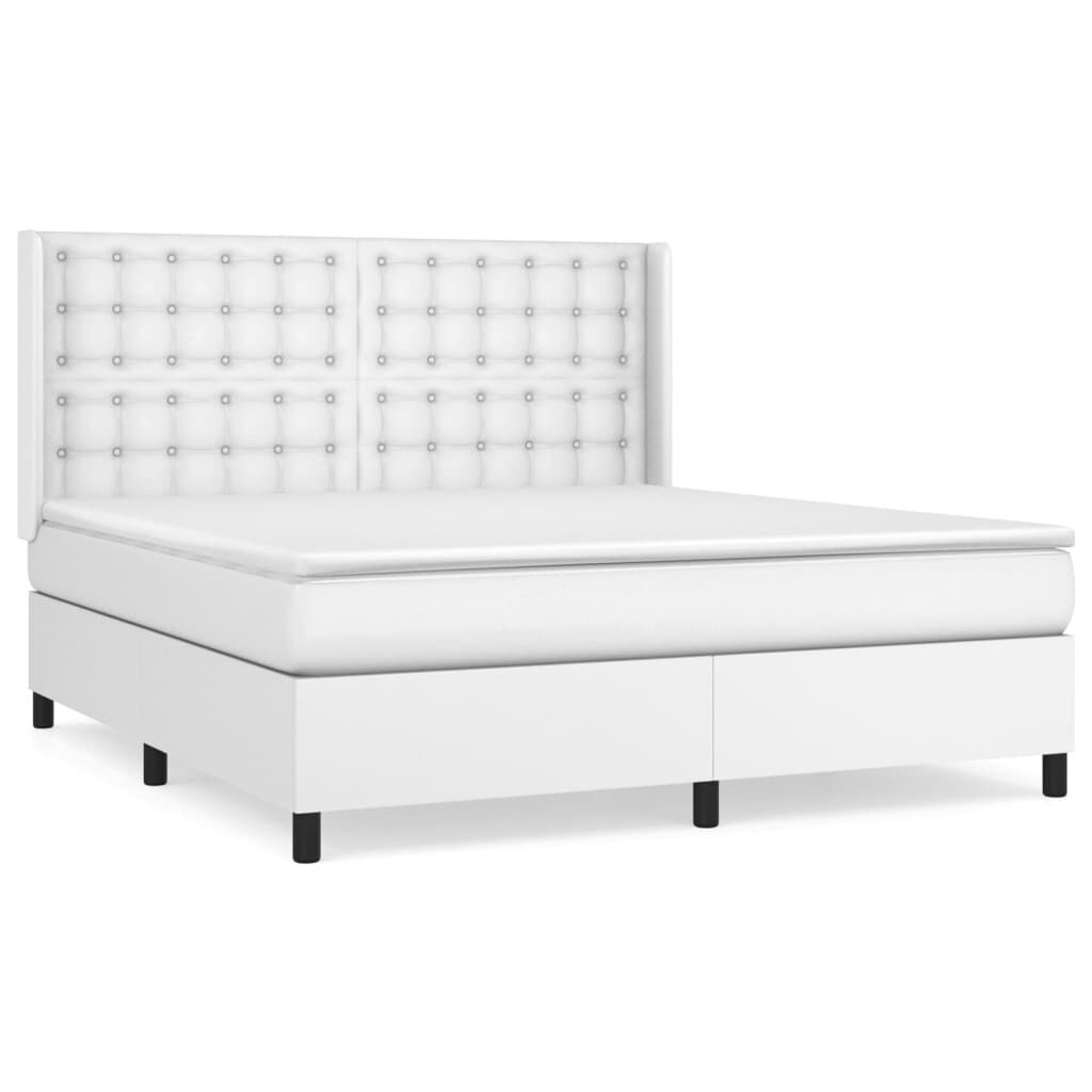 vidaXL Κρεβάτι Boxspring με Στρώμα Λευκό 180x200 εκ. Συνθετικό Δέρμα