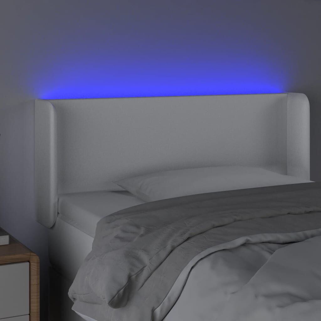 vidaXL Κεφαλάρι Κρεβατιού LED Λευκό 83x16x78/88εκ. από Συνθετικό Δέρμα