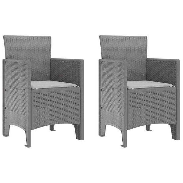 vidaXL Καρέκλα Κήπου 2 pcs Ανοιχτό γκρι 53 x 49 x 85 εκ. PP