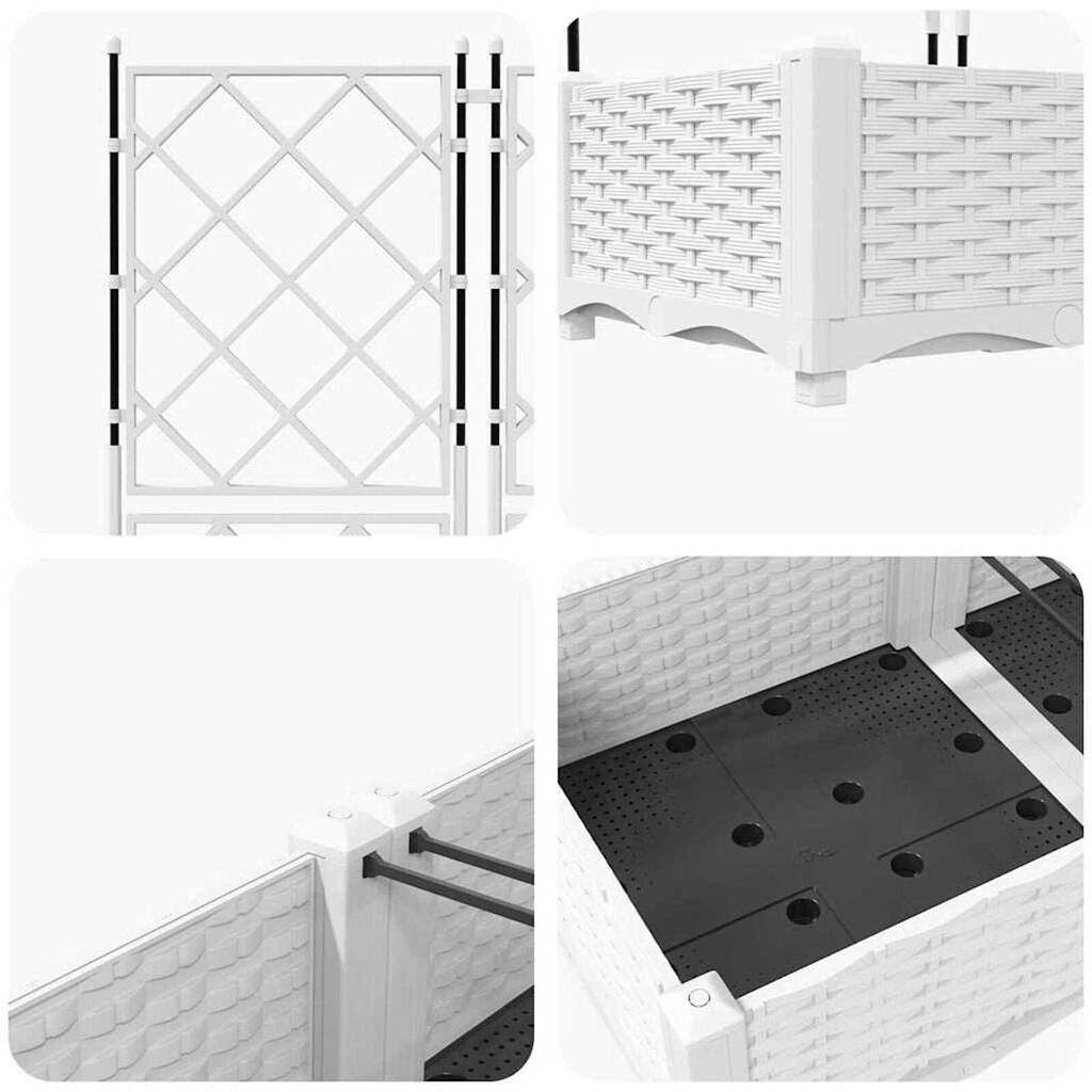 vidaXL Γλάστρα Κήπου με Πλέγμα 3 τμχ Λευκή 120x40x125.5 εκ