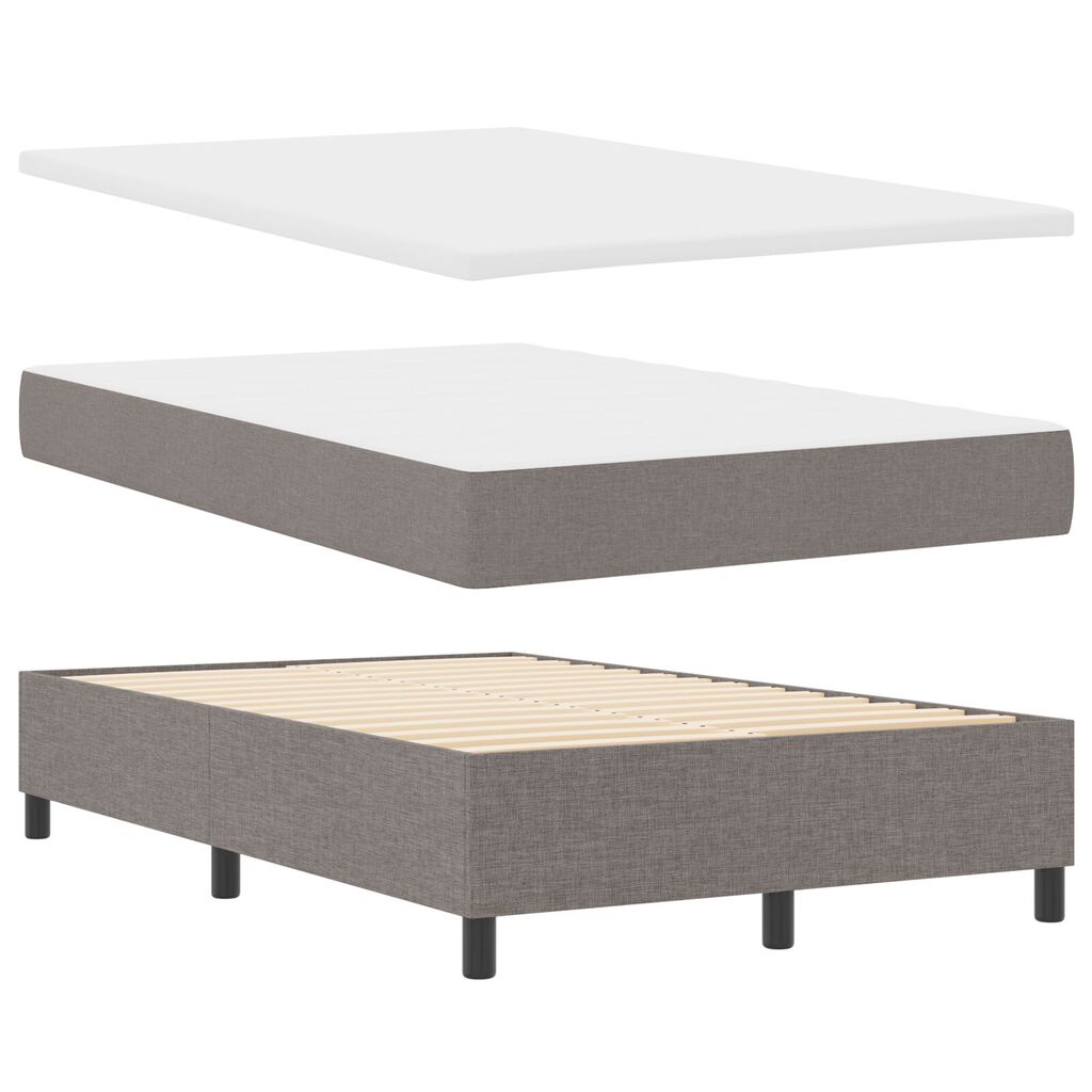 vidaXL Κρεβάτι Box Spring με Στρώμα Beige Μικρού Διπλού Υφάσματος