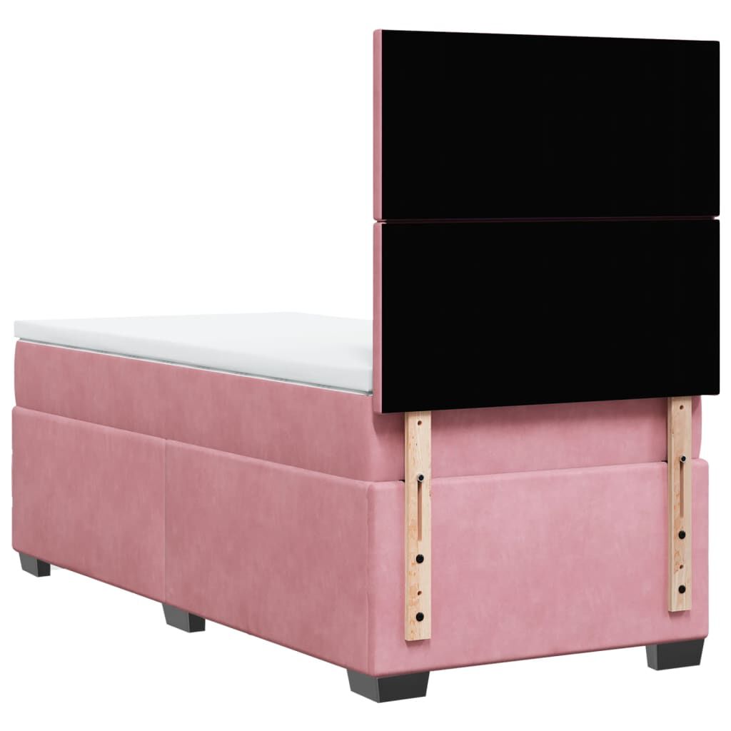vidaXL Κρεβάτι Boxspring με Στρώμα Ροζ 90x190 εκ. Βελούδινο