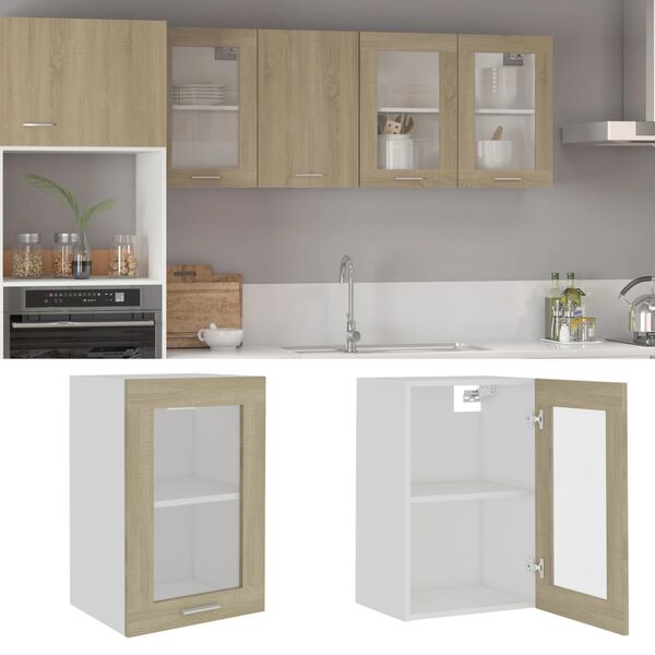 vidaXL Ντουλάπι Κρεμαστό με Τζάμι Lyon Sonoma Δρυς 40x31x60εκ.