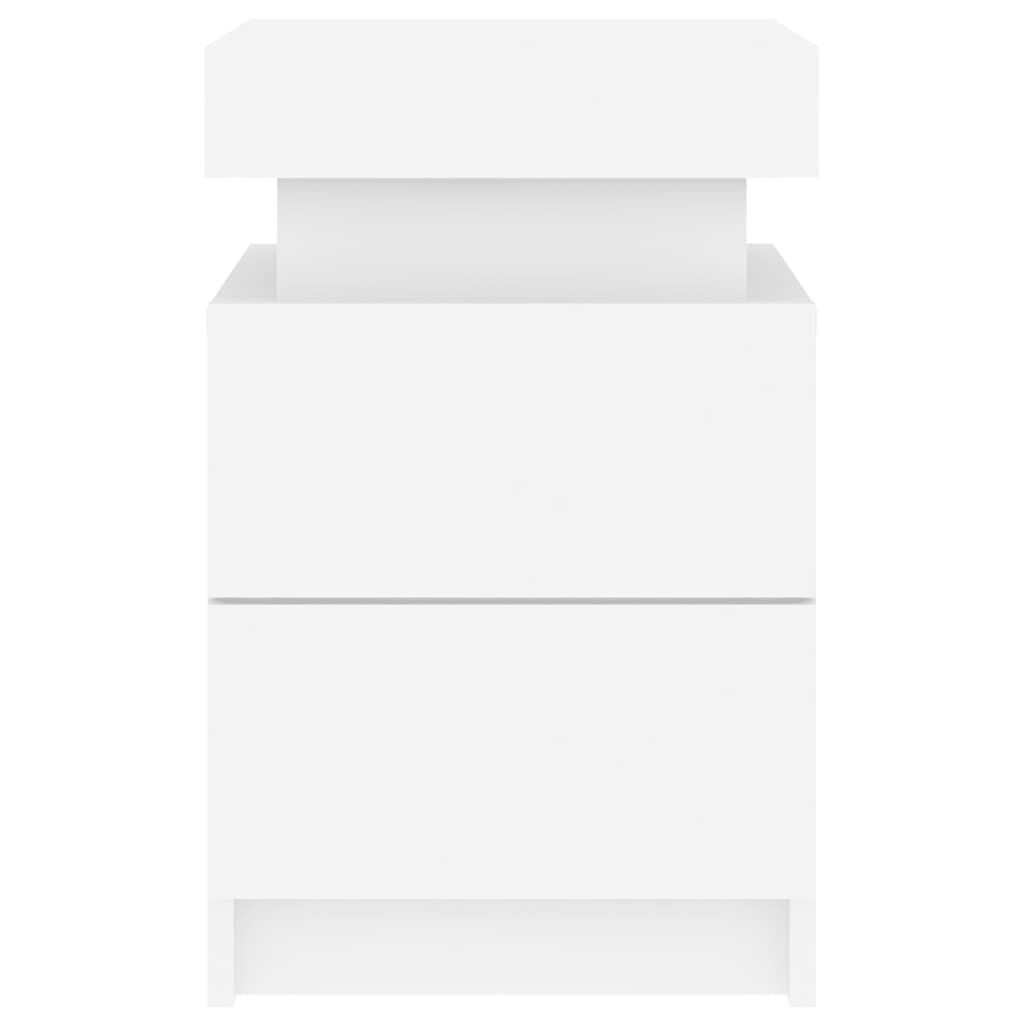 vidaXL Κομοδίνα με Φώτα LED 2 Τεμ. Λευκά 35 x 39 x 55 εκ.