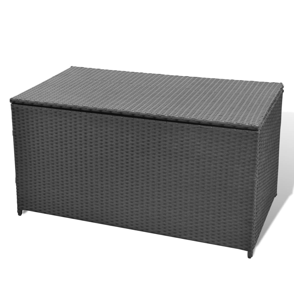 vidaXL Κουτί Αποθήκευσης Κήπου Μαύρο 120x50x60 εκ. από Συνθετικό Ρατάν