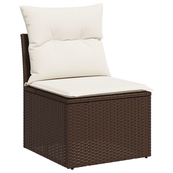 vidaXL Σετ Καναπέ Κήπου με μαξιλάρι 8 pcs Καφέ Πολυ ράταν