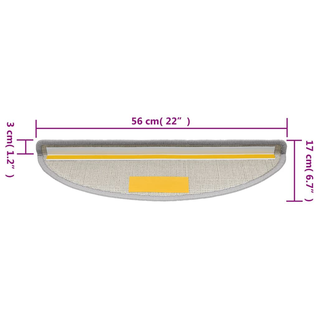 vidaXL Πατάκια Σκάλας 10 τεμ. Ανοιχτό Γκρι 56x17x3 εκ.