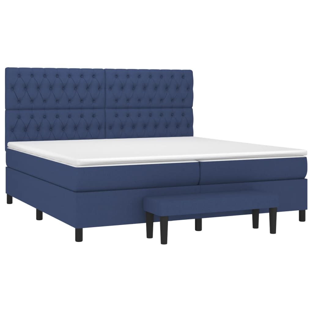 vidaXL Κρεβάτι Boxspring με Στρώμα Μπλε 200x200 εκ. Υφασμάτινο