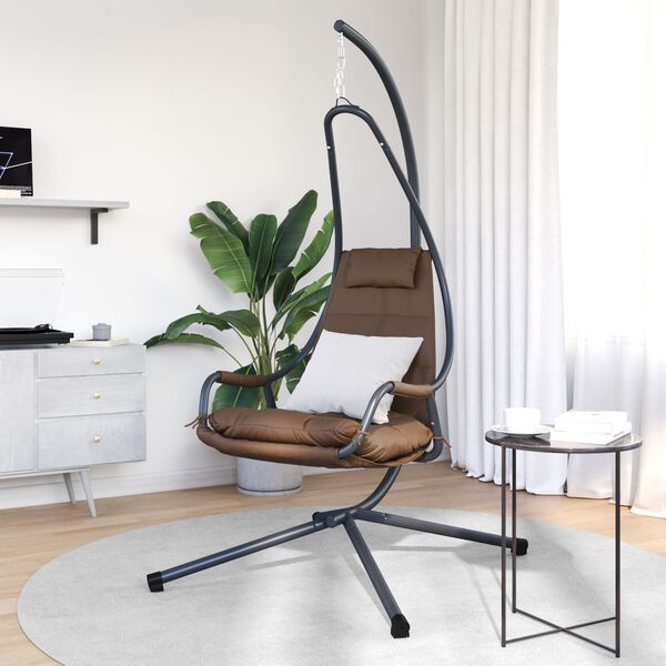 vidaXL Κρεμαστή καρέκλα αυγό Καφέ 94 x 107 x 196.5 εκ. Ατσάλι