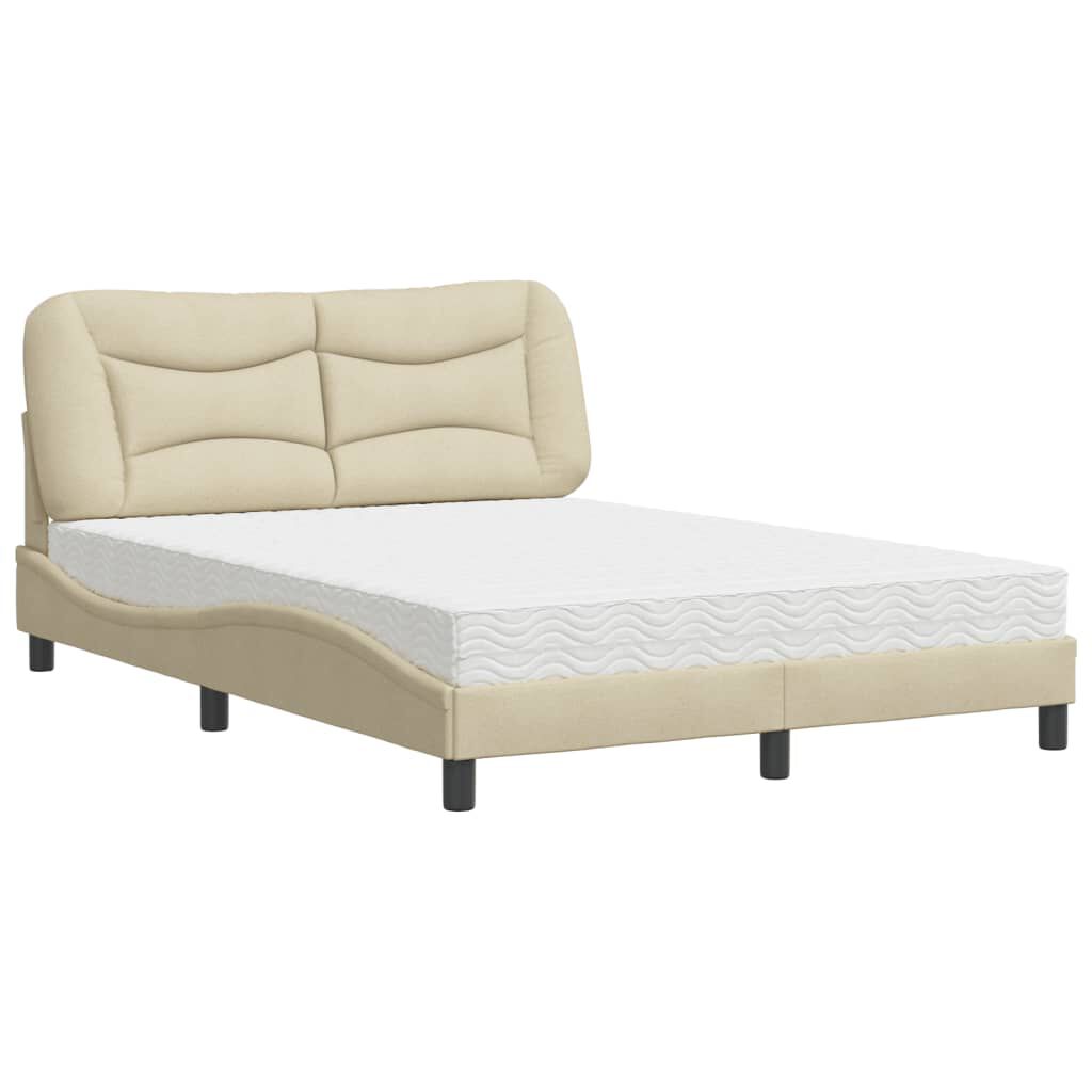 vidaXL Κρεβάτι με Στρώμα Κρεμ 140x200 εκ. Υφασμάτινο