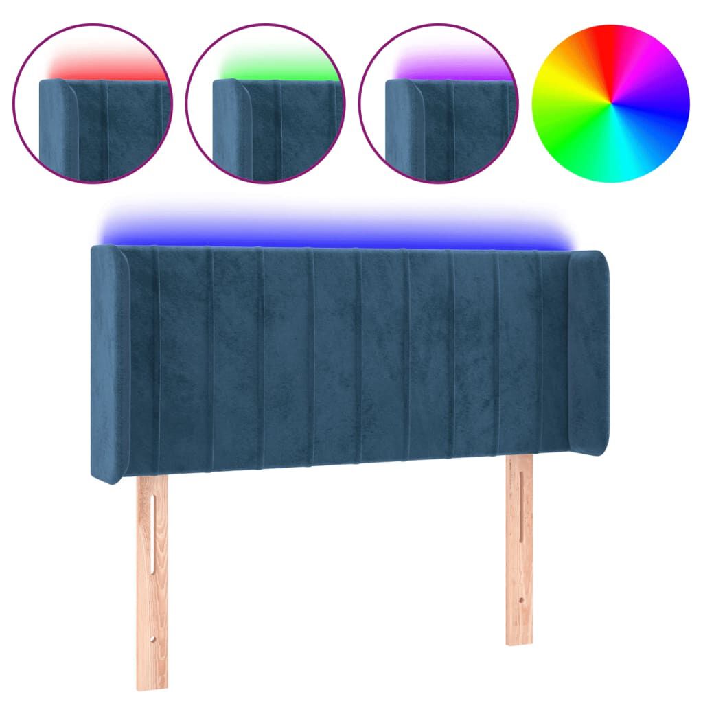vidaXL Κεφαλάρι Κρεβατιού LED Σκούρο Μπλε 83x16x78/88 εκ. Βελούδινο