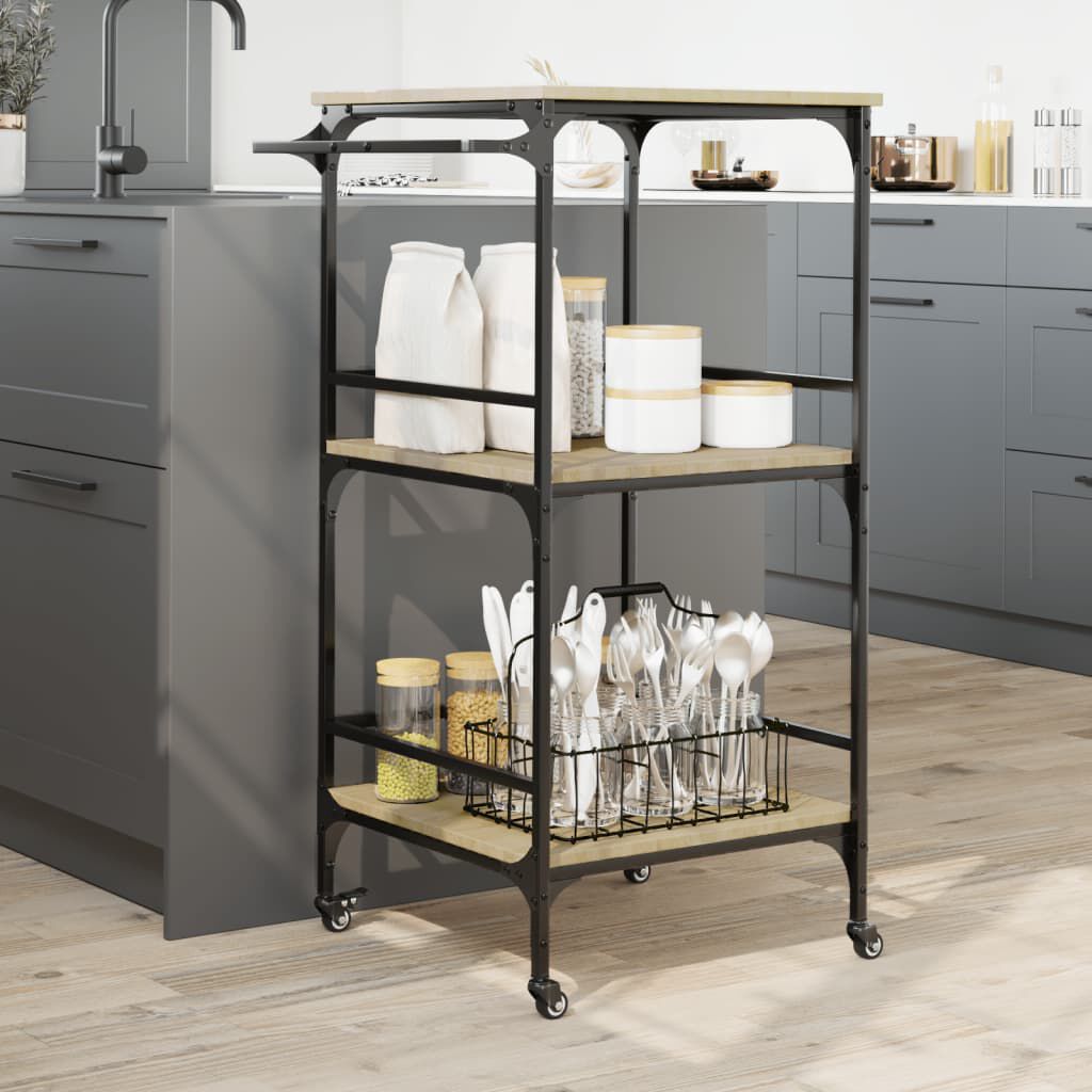 vidaXL Τρόλεϊ Κουζίνας Sonoma Δρυς 60,5x50x105 εκ. Επεξεργασμένο Ξύλο