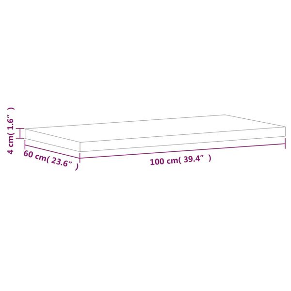 vidaXL Επιφάνεια Τραπεζιού Ορθογώνια 100x60x4 εκ. Μασίφ Ξύλο Οξιάς