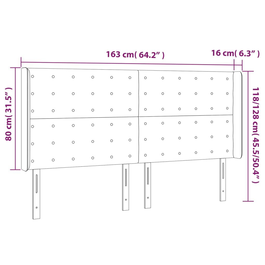 vidaXL Κεφαλάρι με Πτερύγια Σκούρο Γκρι 163x16x118/128 εκ. Βελούδινο