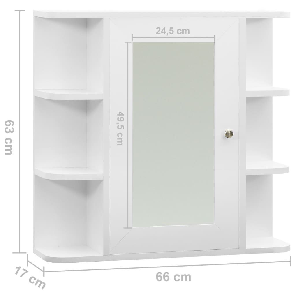 vidaXL Καθρέφτης Μπάνιου με Ντουλάπι Λευκό 66 x 17 x 63 εκ. από MDF