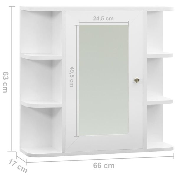 vidaXL Καθρέφτης Μπάνιου με Ντουλάπι Λευκό 66 x 17 x 63 εκ. από MDF