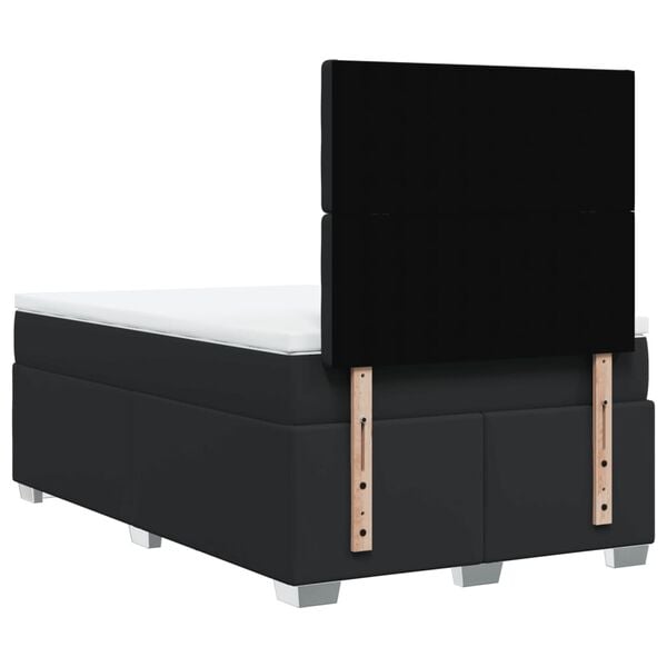 vidaXL Κρεβάτι Boxspring με Στρώμα Μαύρο 120x190εκ.από Συνθετικό Δέρμα