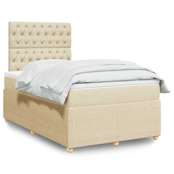 vidaXL &Kappa;&rho;&epsilon;&beta;ά&tau;&iota; Boxspring &mu;&epsilon; &Sigma;&tau;&rho;ώ&mu;&alpha; &Kappa;&rho;&epsilon;&mu; 120x200 &epsilon;&kappa;. &Upsilon;&phi;&alpha;&sigma;&mu;ά&tau;&iota;&nu;&omicron;
