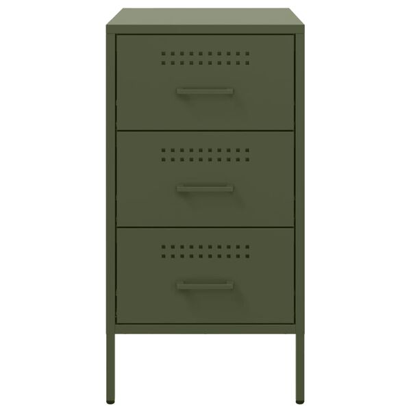 vidaXL Κομοδίνο Πράσινο Λαδί 36x39x68 εκ. από Χάλυβα