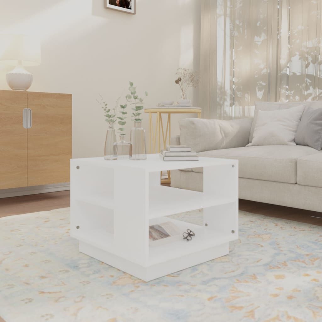 vidaXL Τραπεζάκι Σαλονιού Λευκό 55 x 55 x 43 εκ. από Επεξεργ. Ξύλο