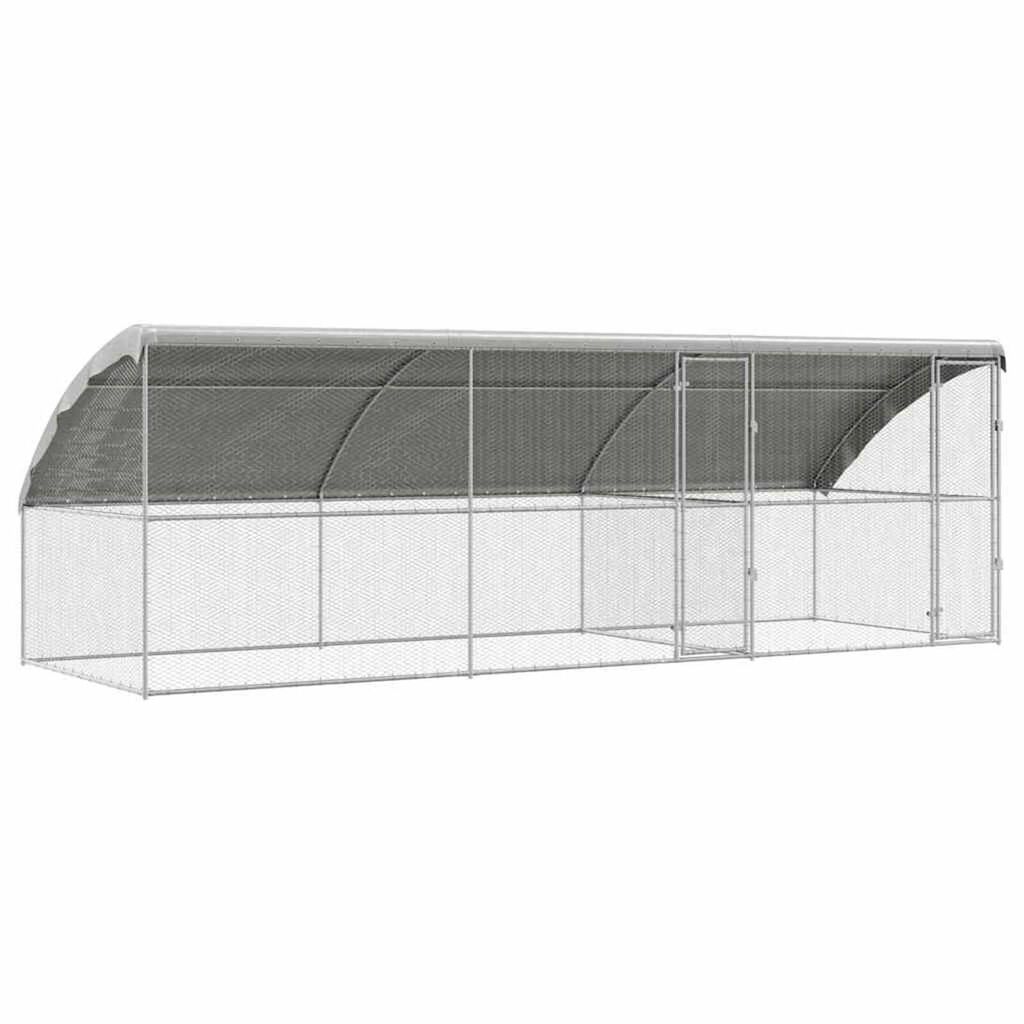 vidaXL Κλουβί για κότες Ασημί 600 x 200 x 198.5 εκ