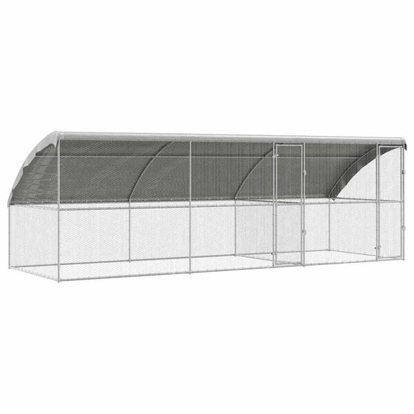 vidaXL Κλουβί για κότες Ασημί 600 x 200 x 198.5 εκ