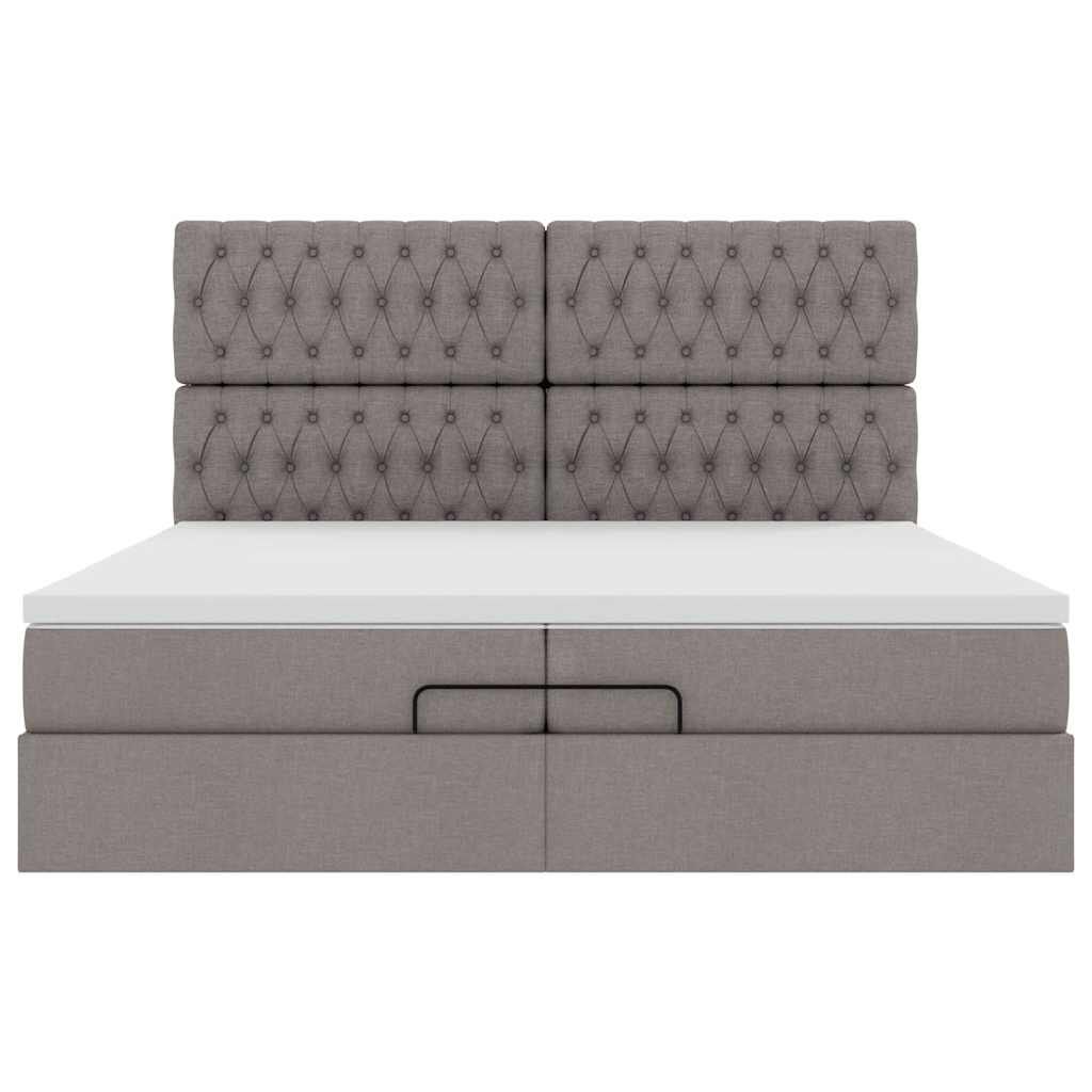 vidaXL Οθωμανικό κρεβάτι με στρώματα Taupe 200x200cm ύφασμα