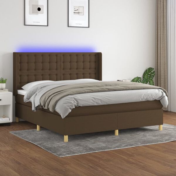 vidaXL &Kappa;&rho;&epsilon;&beta;ά&tau;&iota; Boxspring &mu;&epsilon; &Sigma;&tau;&rho;ώ&mu;&alpha; & LED &Sigma;&kappa;.&Kappa;&alpha;&phi;έ 180x200&epsilon;&kappa;. &Upsilon;&phi;&alpha;&sigma;&mu;ά&tau;&iota;&nu;&omicron;