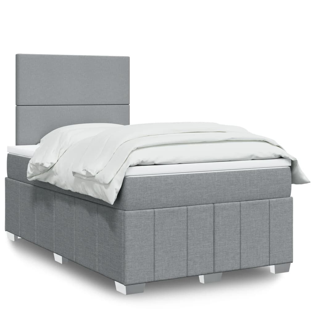 vidaXL Κρεβάτι Boxspring με Στρώμα Ανοιχτό Γκρι 120x200 εκ. Υφασμάτινο