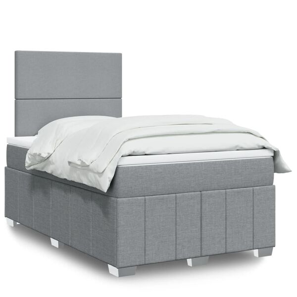 vidaXL Κρεβάτι Boxspring με Στρώμα Ανοιχτό Γκρι 120x200 εκ. Υφασμάτινο
