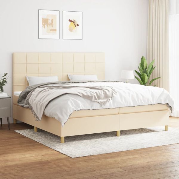 vidaXL &Kappa;&rho;&epsilon;&beta;ά&tau;&iota; Boxspring &mu;&epsilon; &Sigma;&tau;&rho;ώ&mu;&alpha; &Kappa;&rho;&epsilon;&mu; 200x200 &epsilon;&kappa;. &Upsilon;&phi;&alpha;&sigma;&mu;ά&tau;&iota;&nu;&omicron;