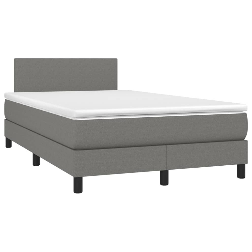 vidaXL Κρεβάτι Boxspring με Στρώμα Σκούρο Γκρι 120x200 εκ. Υφασμάτινο