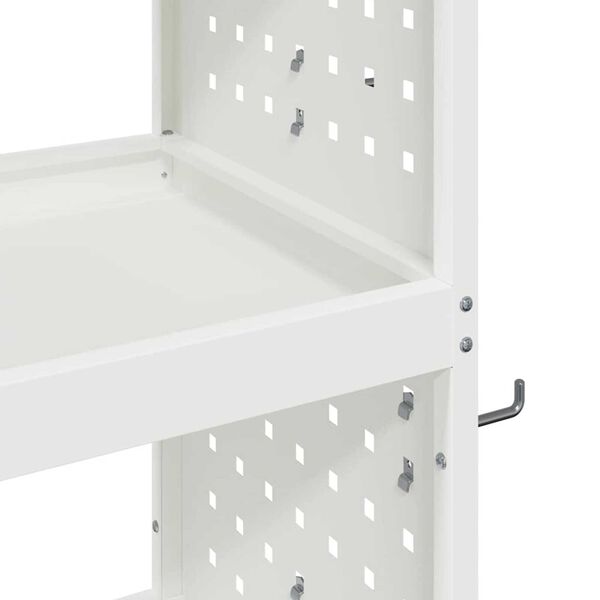 vidaXL Καρότσι εργαλείων με ράφι Λευκό 75 x 35 x 73 εκ. Κρύα χάλυβας