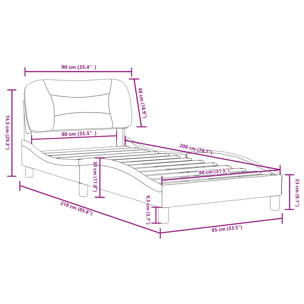 vidaXL Πλαίσιο Κρεβατιού με Κεφαλάρι Καφέ 80x200 εκ. Συνθετικό Δέρμα