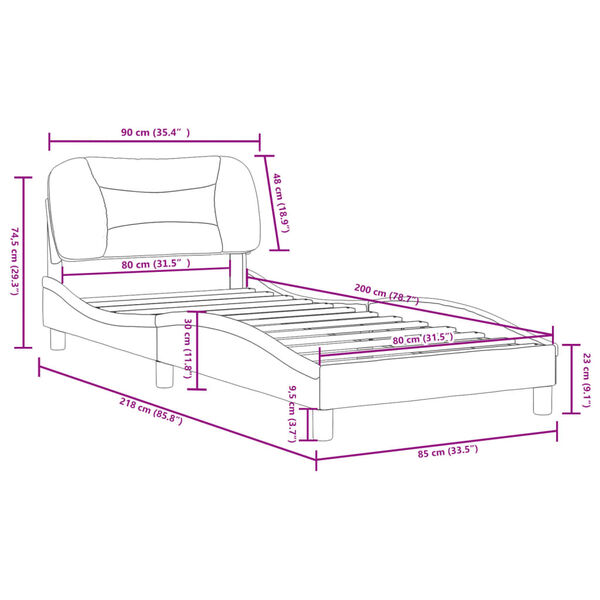 vidaXL Πλαίσιο Κρεβατιού με Κεφαλάρι Καφέ 80x200 εκ. Συνθετικό Δέρμα