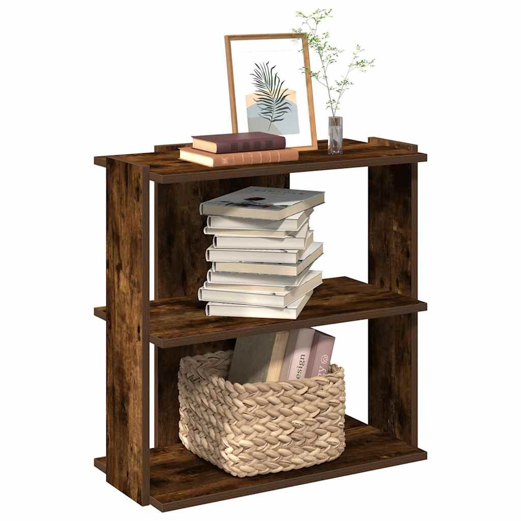 vidaXL Βιβλιοθήκη 3 Επιπέδων Καπνιστή Δρυς 60x30x60 εκ. Επεξεργ. Ξύλο