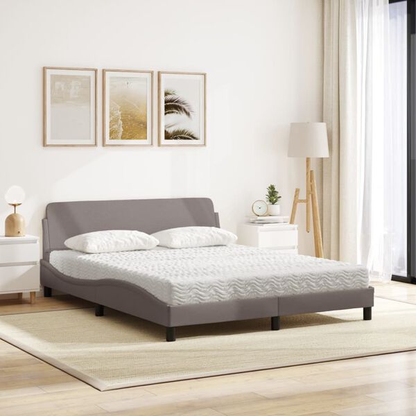 vidaXL Κρεβάτι με Στρώμα Dover Taupe 160x200 εκ. Υφασμάτινο