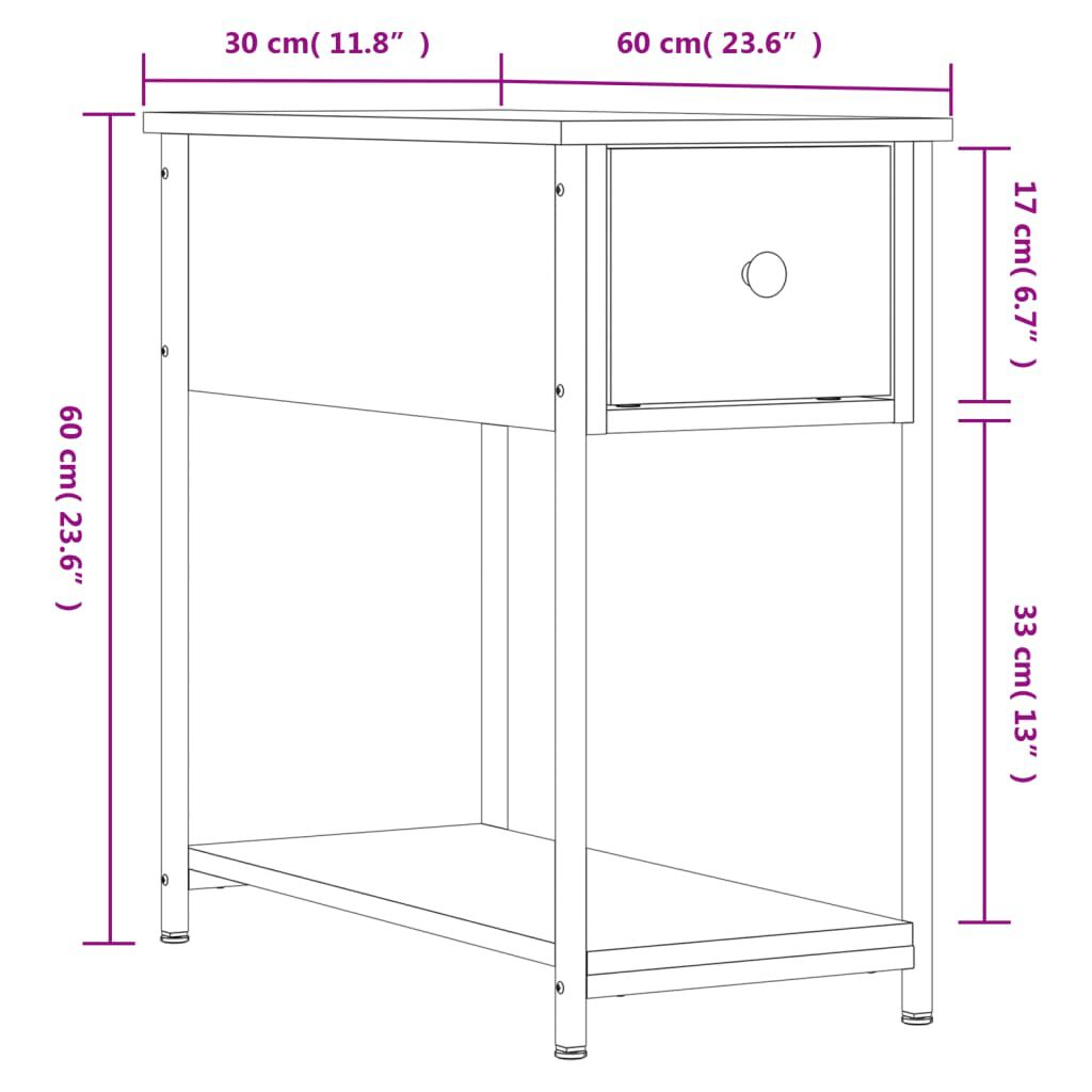 vidaXL Κομοδίνα 2 τεμ. Καφέ Δρυς 30 x 60 x 60 εκ. από Επεξεργ. Ξύλο