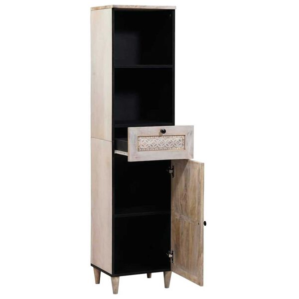 vidaXL Ντουλάπι Μπάνιου Λευκό 38 x 33.5 x 160 εκ Στερεό Ξύλο Μάνγκο