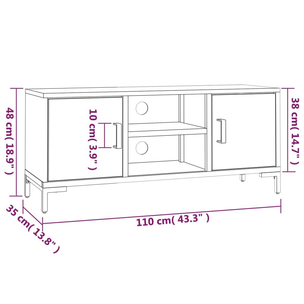 vidaXL Έπιπλο Τηλεόρασης Μαύρο 110 x 35 x 48 εκ. από Μασίφ Ξύλο Πεύκου
