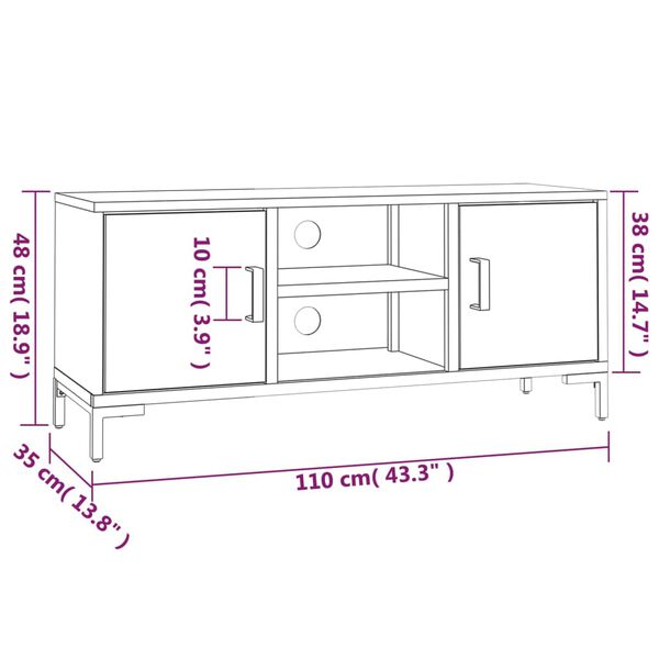 vidaXL Έπιπλο Τηλεόρασης Μαύρο 110 x 35 x 48 εκ. από Μασίφ Ξύλο Πεύκου