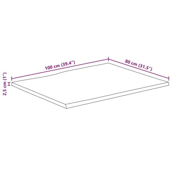 vidaXL Επιφάνεια Τραπεζιού 100x80x2,5 εκ. Live Edge Μασίφ Ξύλο Μάνγκο