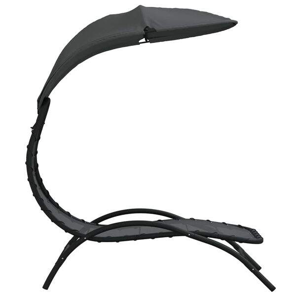 vidaXL Ξαπλώστρα με Σκίαστρο Σκ. Γκρι 167x80x195 εκ. Ύφασμα & Ατσάλι