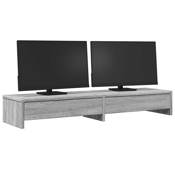 vidaXL Βάση Οθόνης με Συρτάρια Γκρι Sonoma 100x27x15 εκ. Επεξεργ. Ξύλο