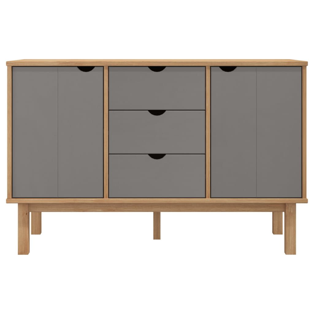vidaXL Συρταριέρα OTTA Καφέ και Γκρι 113,5x43x73 εκ. Μασίφ Ξύλο Πεύκου