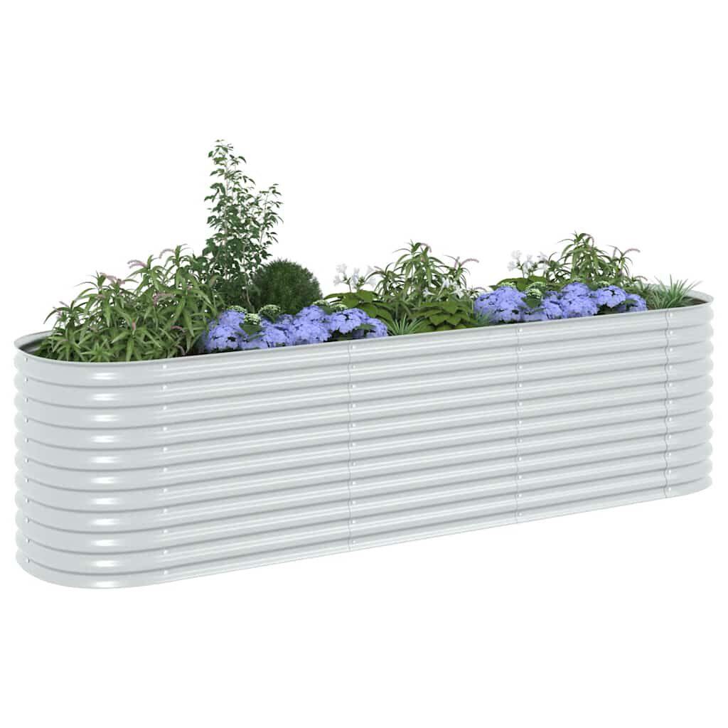 vidaXL Ζαρντινιέρα Υπερυψωμένη Ασημί 320x80x81 εκ. Γαλβανισμ. Χάλυβας